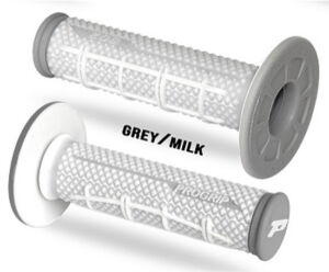 Poignées moto Off-Road Ø22/25mm – Progrip 802 Blanc Crème/Gris – Bout Fermé