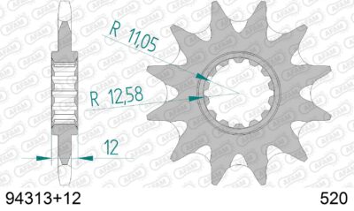 PIGNON #520 SC 94313+12 - Pas 520 - 12 dents - AFAM