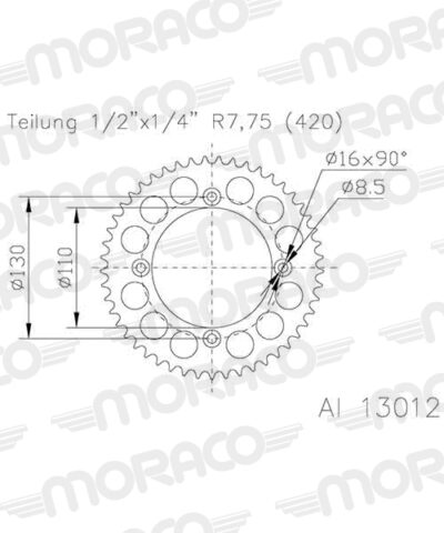 Couronne aluminium 57 dents - Supersprox