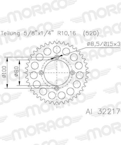 Couronne aluminium 44 dents Gas Gas TXT125 - Supersprox (AU32044)