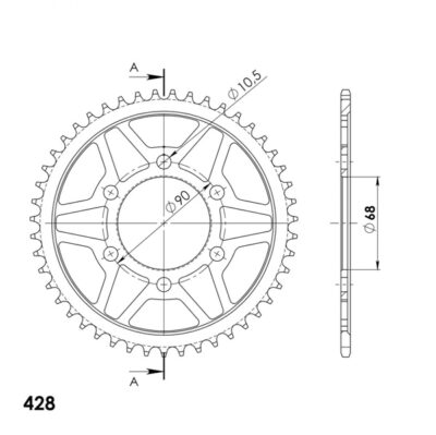 Couronne RFE-1222:47-BLK # 50-15111-47 (47 dents) Honda CB125 R Neo Sports Cafe JC79 - Supersprox