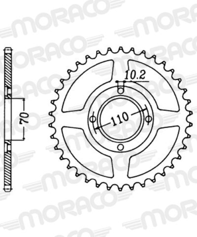 Couronne acier Pas 520 - 44 dents Honda CB250 RSA (cour.4 trous diam.10.5mm) A MC02 - Supersprox (CA31044)