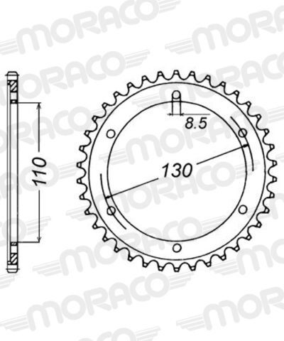 Couronne acier Pas 428 - 46 dents Yamaha TZR125 /R [J] 4FL 4HX - Supersprox (CC21646)