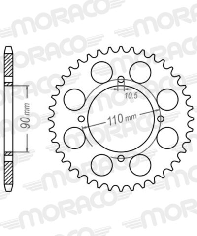 Couronne acier Pas 530 - 38 dents Yamaha XS400 DOHC 12E - Supersprox (CC40238)