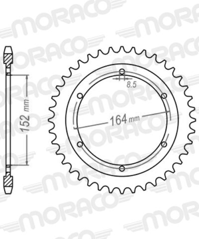 Couronne acier Pas 530 - 42 dents Yamaha SR500 (frein tambour avant) 48T - Supersprox (CC50342)