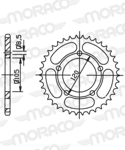 Couronne acier Pas 415 - 51 dents Aprilia RX50 6V - Supersprox