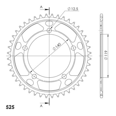 Couronne RFE-1790:44-BLK # 50-29064-44 (44 dents) BMW F750 GS ABS - Supersprox