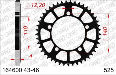 Couronne 50-29064-46-BLK # 164600-46 (46 dents) BMW M1000 R KM3 - Supersprox