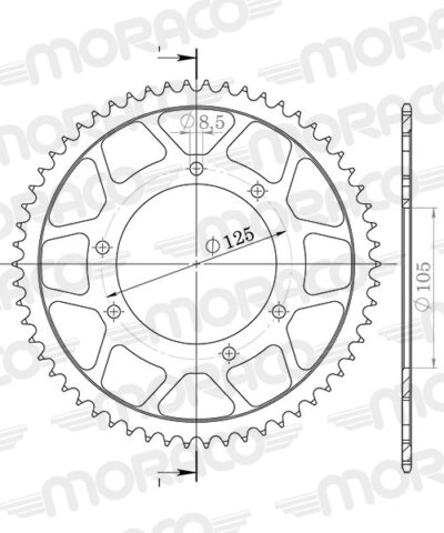 Couronne acier 60 dents Peugeot XP6 Supermoto Top Road 50 - Supersprox (CK10360)