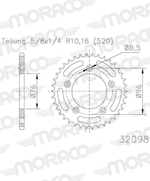 Couronne acier 38 dents | Supersprox CK20538 | Haute résistance