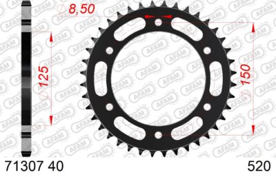 COURONNE ACIER #520 71307-40 - Pas 520 - 40 dents Mash X-Ride - AFAM