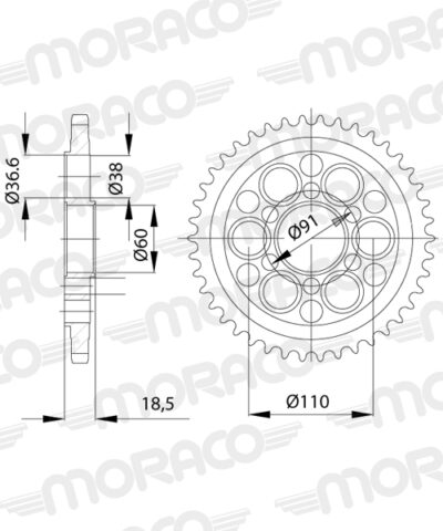 Couronne acier Pas 525 - 39 dents Ducati 1199 Panigale R H800AB (CL80139) - Supersprox