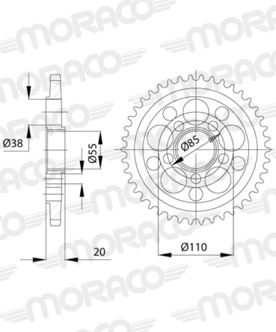 Couronne acier Pas 525 - 42 dents Ducati Supersport 1000 DS V503 (CL61042) - Supersprox