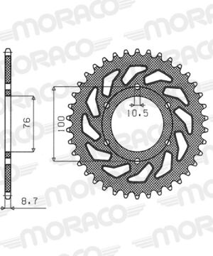 Couronne acier Pas 530 – 38 dents – Supersprox CE50338