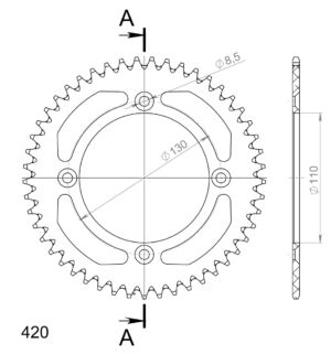 Couronne aluminium 49 dents Honda CR80 / CR85 (1996–2008) – Supersprox AB11149