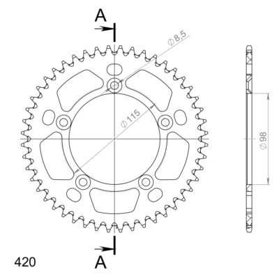 Couronne Alu RAL-4:48-ORANGE (48 dents) Gas Gas MC65 - Supersprox