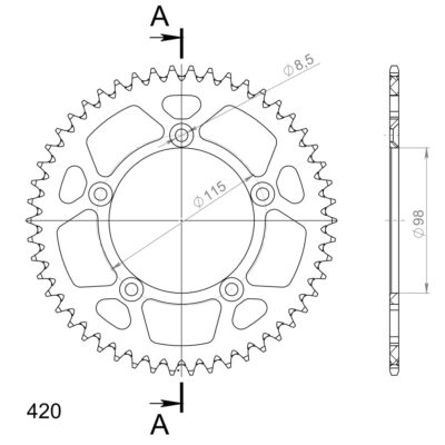 Couronne aluminium 50 dents KTM SX65 - Supersprox