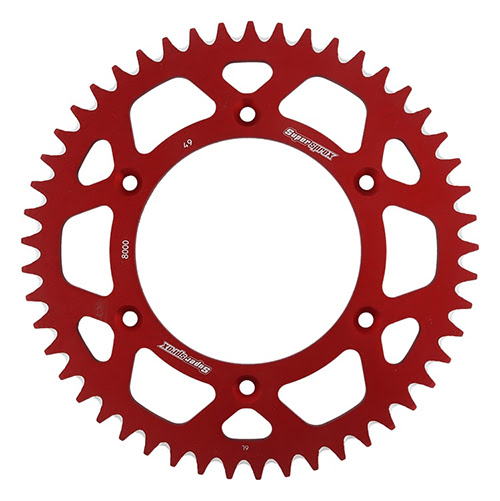 Couronne aluminium KTM Husqvarna Honda 49 dents – Supersprox RAL-8000:49 Rouge