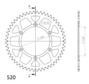 Couronne aluminium 48 dents Pas 520 – Fantic XX 125 (2021 à 2024), Honda XR & Yamaha YZ – Supersprox AD323X48