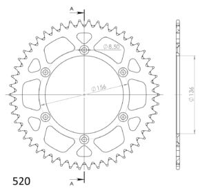 Couronne aluminium 50 dents Beta 350RR / RR400 / RR450 / RR525 2005-2012 – Supersprox AF206XB50