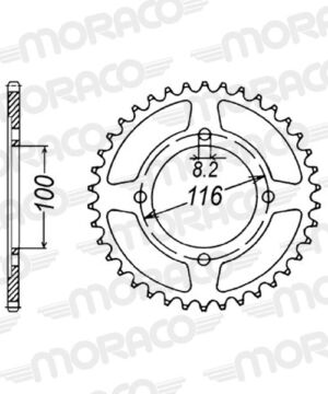 Couronne aluminium Pas 428 52 dents – Supersprox AH10552