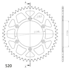 Couronne aluminium 51 dents Suzuki RM125 1988-2013, RMX450 2010-2015 - Supersprox AF203XG51