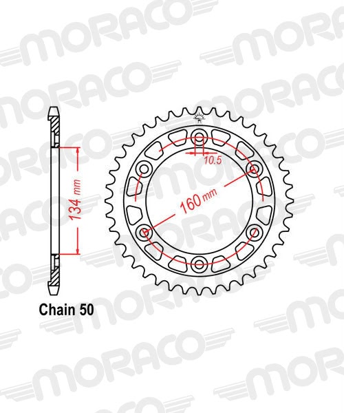 Couronne aluminium 44 dents – KTM, Husqvarna, Honda – Supersprox AB616X44