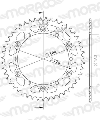 Couronne Stealth 49 dents - Noir Yamaha WR250 3RB - Supersprox (CC500SN49)