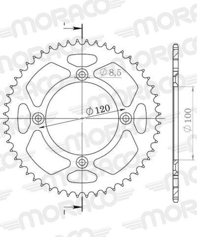 Couronne Stealth 52 dents - Bleu Yamaha YZ85 LW (19''/16'') CB04 CB05 CB07 CB08 CB09 - Supersprox (CE104SB52)