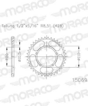 Couronne acier 42 dents Kymco Quannon 125 R30 2007-2013 – Supersprox CX14042