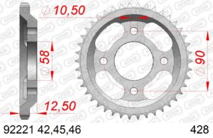 Couronne acier transmission Mash Seventy Five 2017-2020 – AFAM 92221-42 – Pas 428 – 42 dents