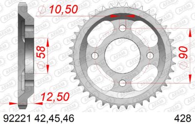 COURONNE ACIER #428 92221-42 - Pas 428 - 42 dents Mash Seventy Five - AFAM