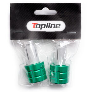 Embouts de guidon moto Ø13-17 mm – Vert – Topline – Aluminium anodisé – Paire