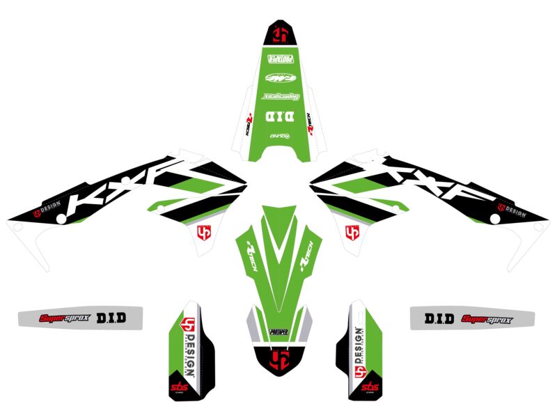 Kit déco motocross Kawasaki KX250F KX250Y 2017–2020 – UP ROUND vert