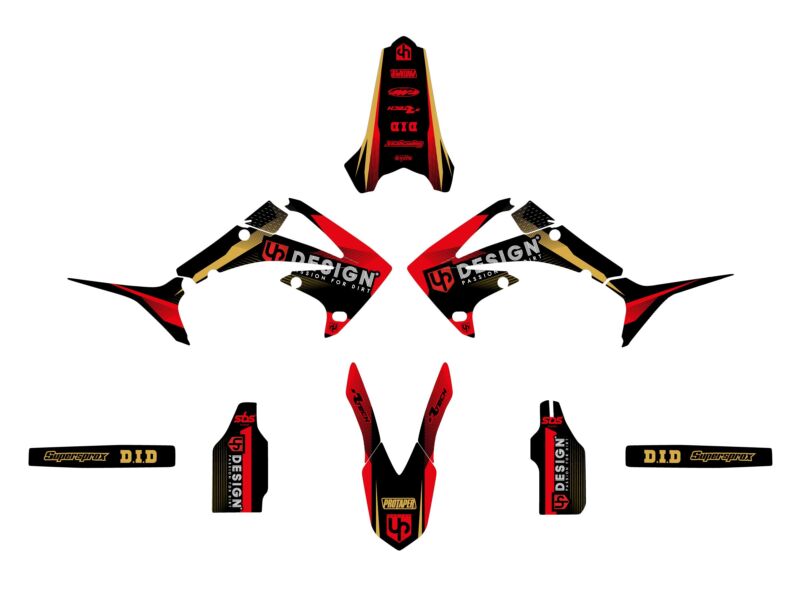 Kit déco motocross Honda CRF450R (2009 à 2012) – UP SPIKE Noir-Rouge
