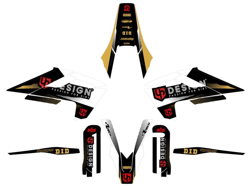 Kit déco moto HUSQVARNA TC 2008-2013 – UP Design SPIKE Noir et Blanc