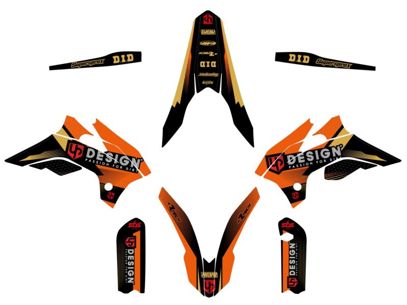 Kit déco KTM SX 85 (2006-2012) – UP – SPIKE Noir-Orange