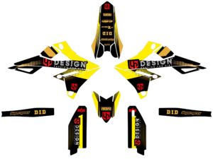 Kit déco motocross Suzuki RM-Z 250 (2019-2023) – Noir/Jaune – UP Design