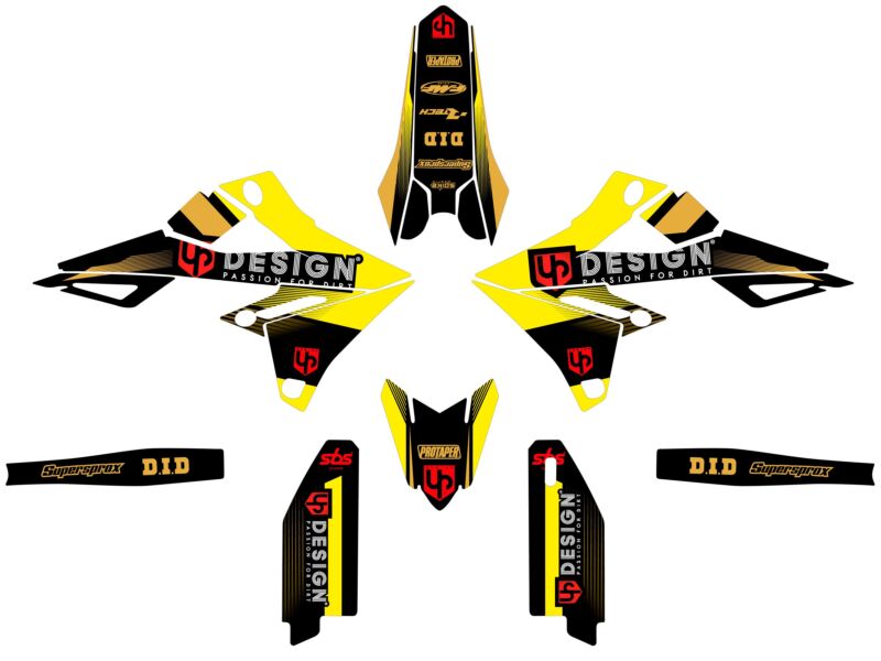 Kit déco motocross Suzuki RM-Z 450 (2018-2022) – UP Design Spike Noir-Jaune