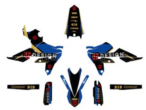 Kit déco Yamaha WR250 F 2003 2004 – UP SPIKE noir-bleu