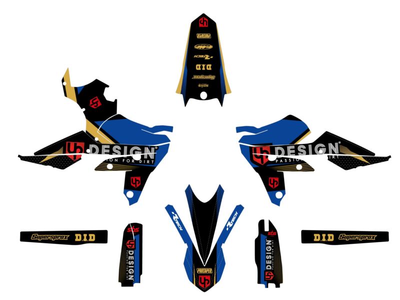 Kit déco Yamaha WR250 F 2003 2004 – UP SPIKE noir-bleu
