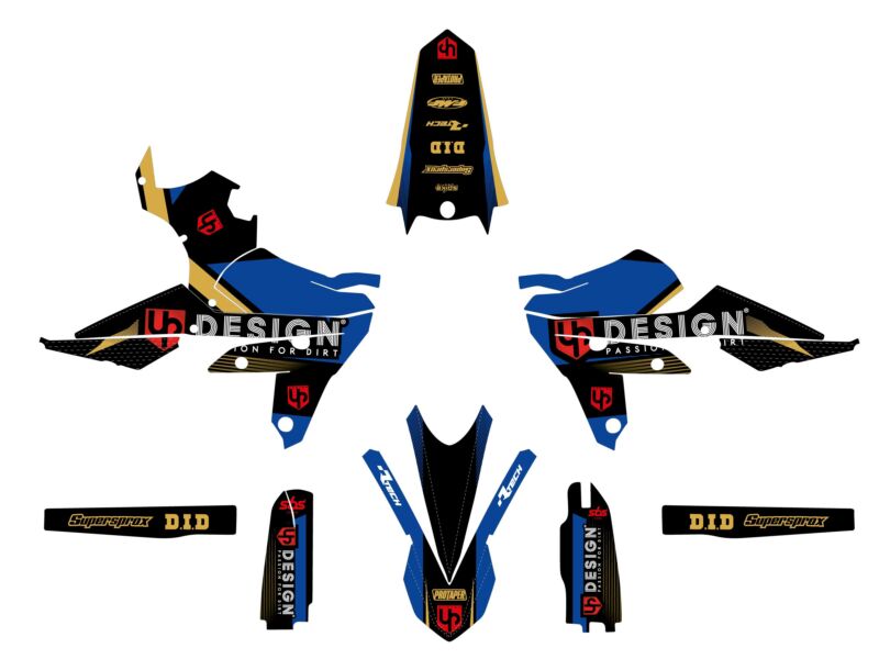 Kit déco Yamaha WR450 F (2007 à 2011) – SPIKE Noir-Bleu – Marque UP