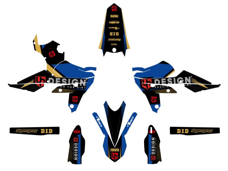 Kit déco moto Yamaha YZ450F 2003 – Design SPIKE noir/bleu – Marque UP
