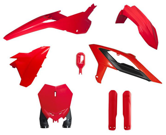 Kit plastique carénage rouge avec fourche Beta 300RR Enduro 2T  - R'Tech