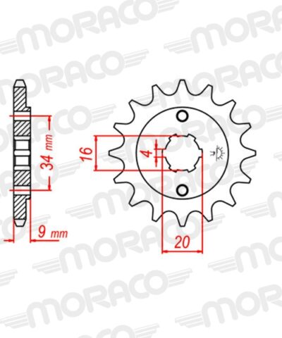 Pignon sortie de boite - Pas 520 - 14 dents - Acier - PB30014 Hyosung GT250 Naked GT - Supersprox