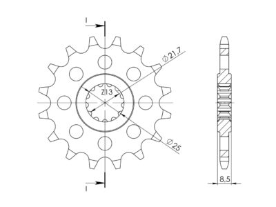 Pignon sortie de boite - Pas 520 - 16 dents - Acier - PB60116 Kawasaki ZX-6R /RR 636 - Supersprox