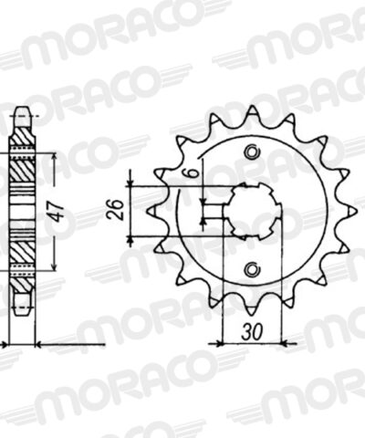 Pignon sortie de boite - Pas 630 - 16 dents - Acier - PB80016 Yamaha TR1 5A8 - Supersprox