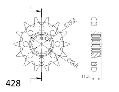 Pignon sortie de boite - Pas 428 - 16 dents - Acier - PC20116 Suzuki DR125 S F SF43A SF43B - Supersprox