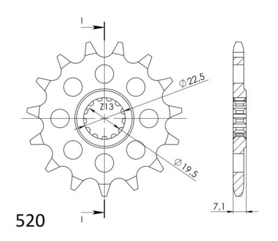 Pignon sortie de boite - Pas 520 - 15 dents - Acier - PC40115 Suzuki DR500S D DR500 - Supersprox