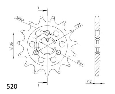 Pignon sortie de boite - Pas 520 - 15 dents - Acier - PC50315 Suzuki DR650 SE K1 SP46B - Supersprox